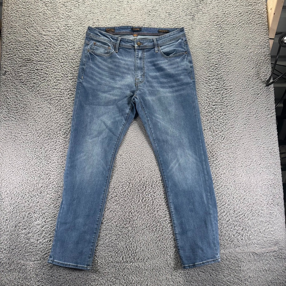 True Rebel 808 Jeans Mens 36x32 Blue Cotton Denim Straight Slim Faded Workwear